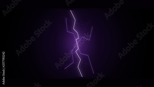 Fotografie Purple lightning bolt cracking through a dark sky