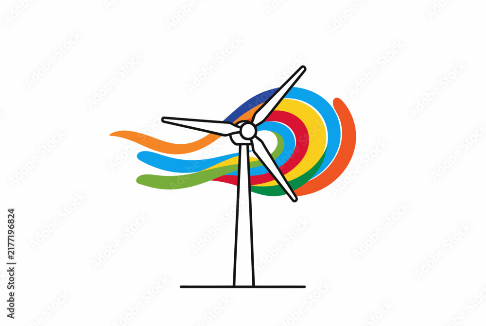 Obraz premium Colorful Wind Turbine Renewable Energy Icon.