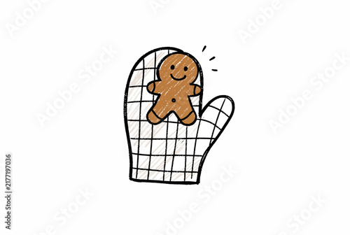 Cute Gingerbread Cookie on Oven Mitt.