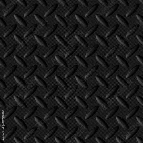 Seamless Dark Black Carbon Fiber Diamond Plate Metal Texture Background