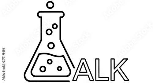 Cuadro en lienzo Erlenmeyer flask line drawing with text scientific illustration on white backgro