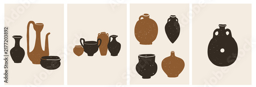 Abstract vector ceramic vessels posters and cards