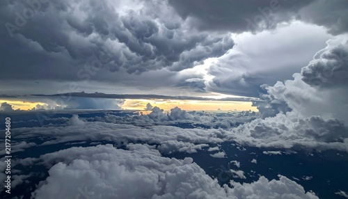 Stormy Sky with Breaking Light and Towering Clouds