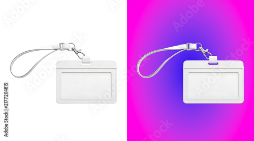 Cuadro en lienzo A white plastic id card holder with a lanyard strap displayed as a blank office