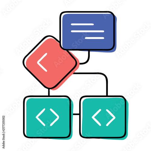 Obraz na płótnie Flowchart with code symbols for programming logic and development.