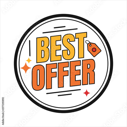 Best Offer Sale Promotional Badge Vector