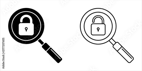 Magnifying glass icon, search icon Vector Illustration, Magnifying glass set, Zoom symbol,  zoom lens sign, scan search symbol isolated, search symbol for web icons flat vector illustration.