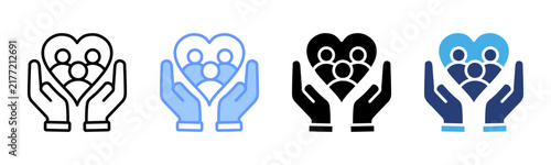 Social Services icon set multiple style collection