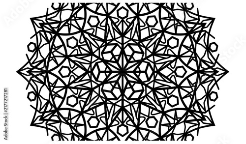 Картината върху платно Intricate black and white geometric mandala pattern with symmetrical lines for c