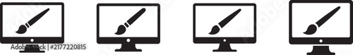 Black and white web design vector icon for website development, digital interface and online technology.
