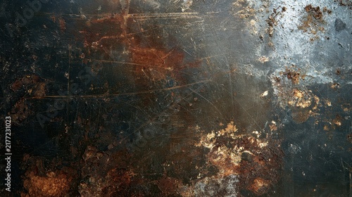Rugged metal texture background with scratches, patina, and industrial character