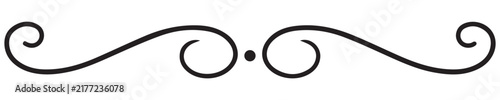 Black curly line break with central dots on a white background
