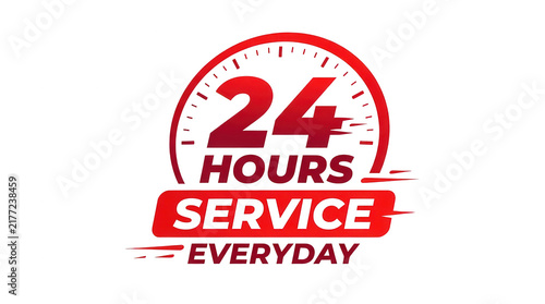 24 hours service everyday sign isolated on transparent background