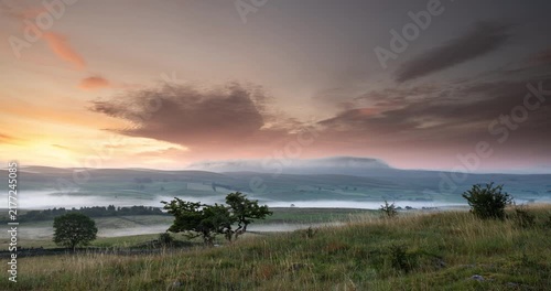 Timelapse of sunrise over Foggy Ribblesdale