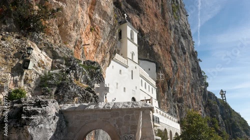 Ostrog Monastery embedded in the mountain wall in Montenegro