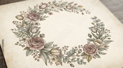 Floral wreath illustration for Mother's day