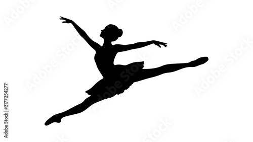 Obraz na płótnie Ballerina Silhouette Dancing in Grand Jete Pose Vector Illustration