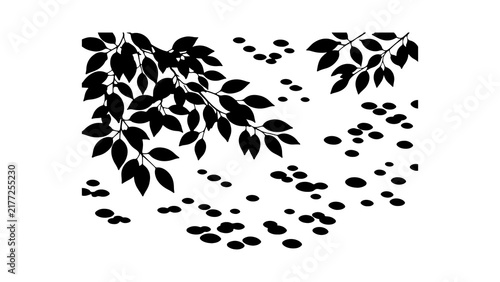 Tree Branches and Falling Leaves Silhouette Vector Graphic