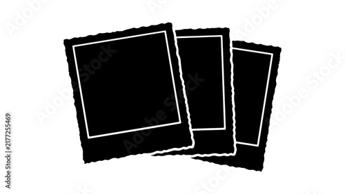 Stacked Instant Photo Frames Icon in Minimalist Silhouette Style