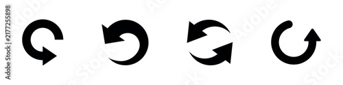 Collection of four black circular arrow icons representing refresh and rotation