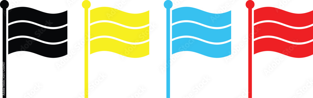 Obraz premium Set of four colorful waving flags vector