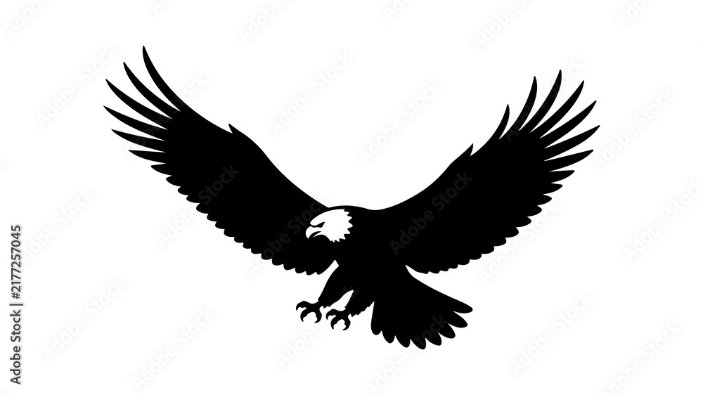 Obraz premium Bald Eagle Flying Silhouette Icon for Emblem and Logo Design