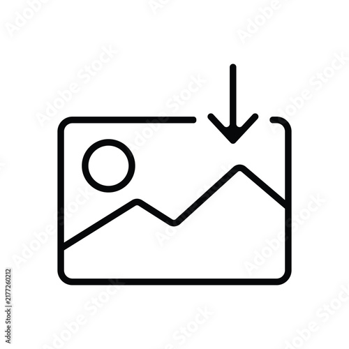 Image Download Icon Outline Photo with Downward Arrow