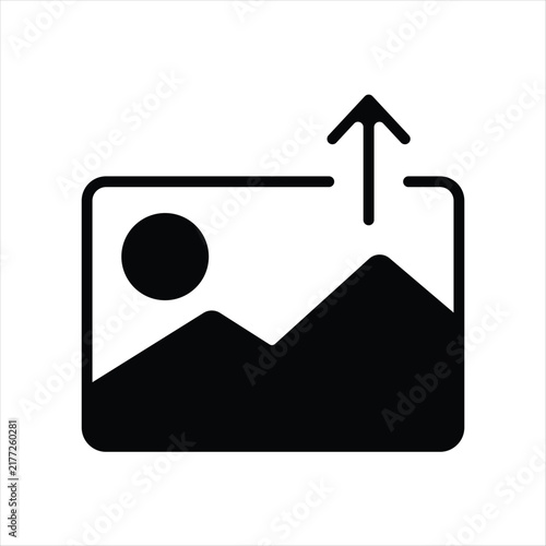 Image Upload Icon – Photo with Upward Arrow Outline