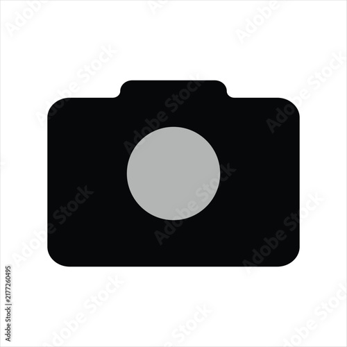 Black Camera Icon with Lens  Simple Outline Vector Illustration