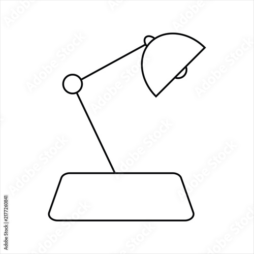 Desk Lamp Outline Icon  Minimal Table Lamp Vector Illustration