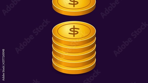 2d animation of stacking coin for financial concept