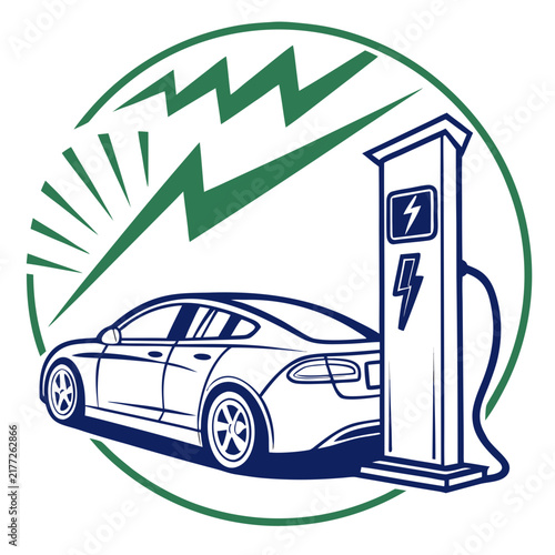Electric car charging station logo vector design.