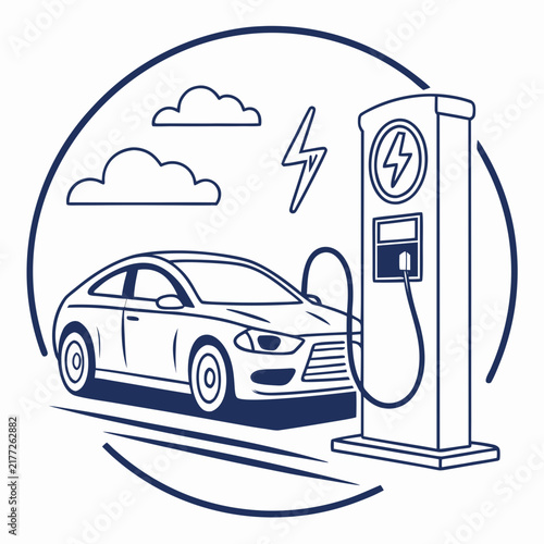 Electric vehicle charging station icon vector.