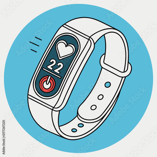 Fitness tracker bracelet with heart rate monitor.