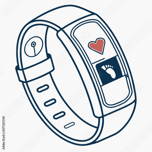 Fitness band with heart symbol and step counter.