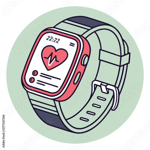 Electronic smart watch with heart rate interface.