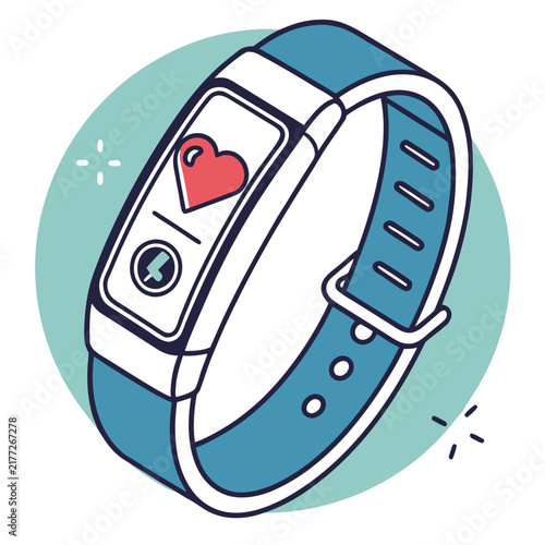 Fitness tracker with heart rate monitor display.