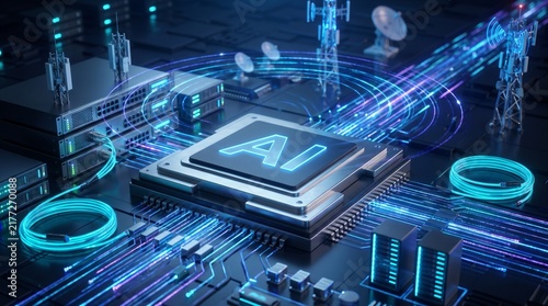 AI Processor Linking Servers and Wireless Network