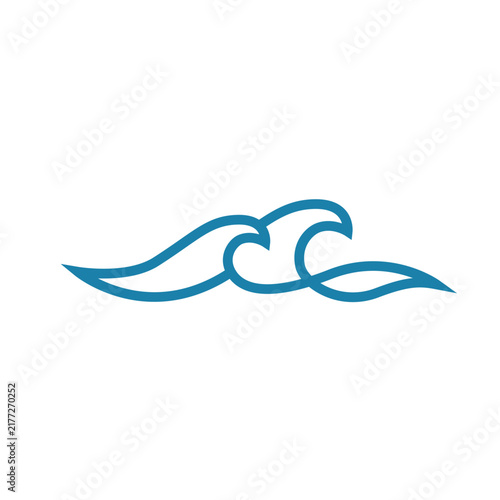simple outline of blue wave logo vector