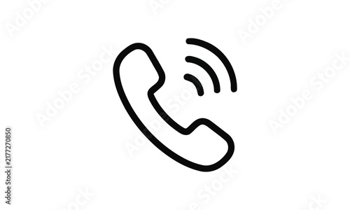 Incoming call icon with signal waves simple line style