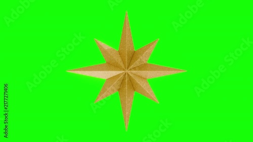 3d gold star rotating loop isolated green screen background christmas ornament