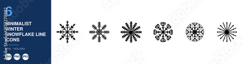 Snowflakes, Minimalist Line Icons Set, Winter Holiday Design Elements. Simple Vector Illustrations, Graphic Design