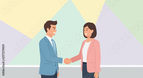 Business professionals shaking hands in agreement outdoors 1.