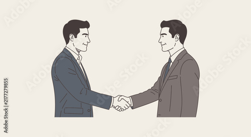 Two business professionals shaking hands in formal attire 1.