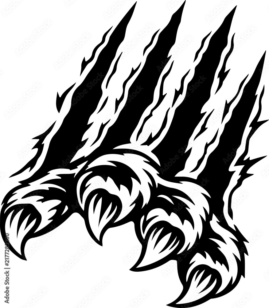 Fototapeta premium Bear Paw Claw Marks svg,Monster Claw Marks Ripping svg