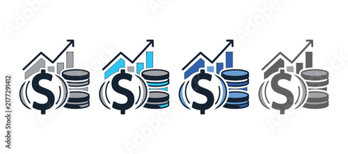 Financial growth chart with dollar currency symbol and stacked coins vector illustration currency business investment increase commercial statistic financial enterprise accounting