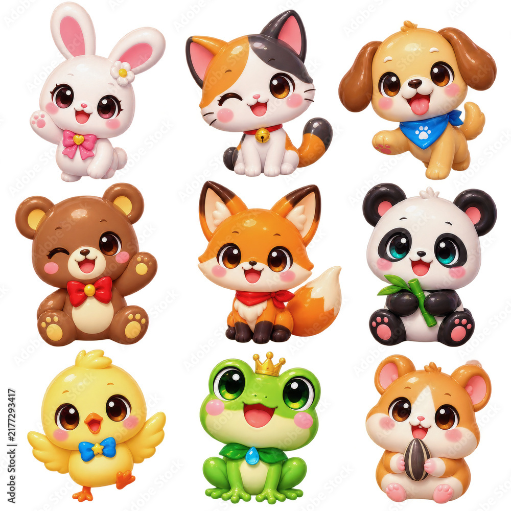 Fototapeta premium かわいい動物キャラクター図鑑・3Dイラスト