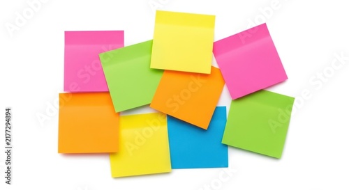Bright colorful sticky notes stacked together