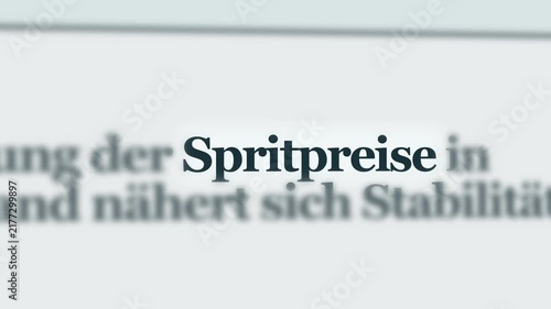 Fast 4K Sequence Panning Across Fictional German News Pages Highlighting Fuel Prices Trends