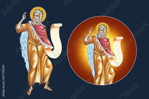The Prophet Saint Elijah. Illustration - fresco set in Byzantine style